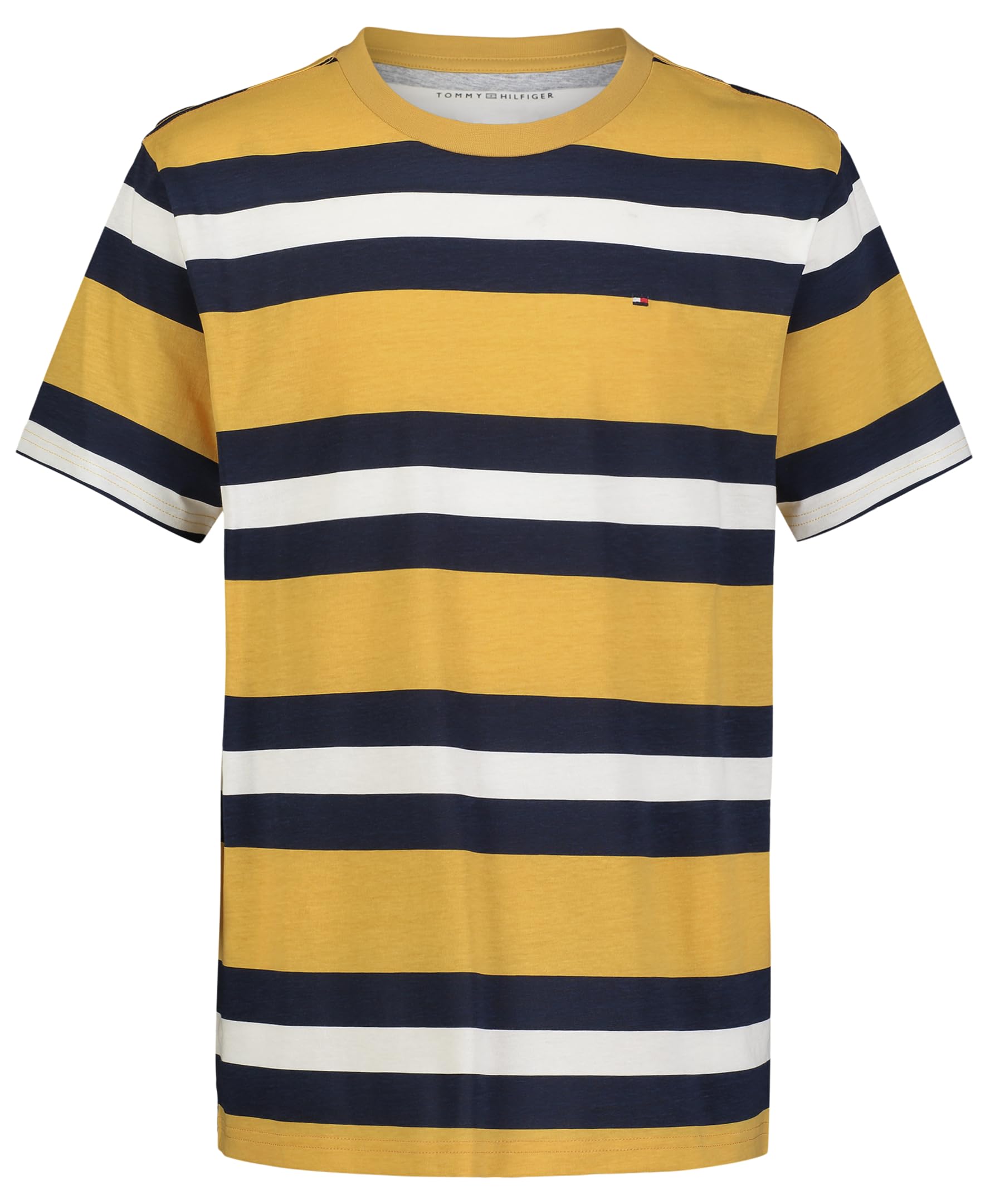 Tommy Hilfiger Boys' Short Sleeve Striped Crew Neck T-Shirt, Soft, Comfortable, Relaxed Fit